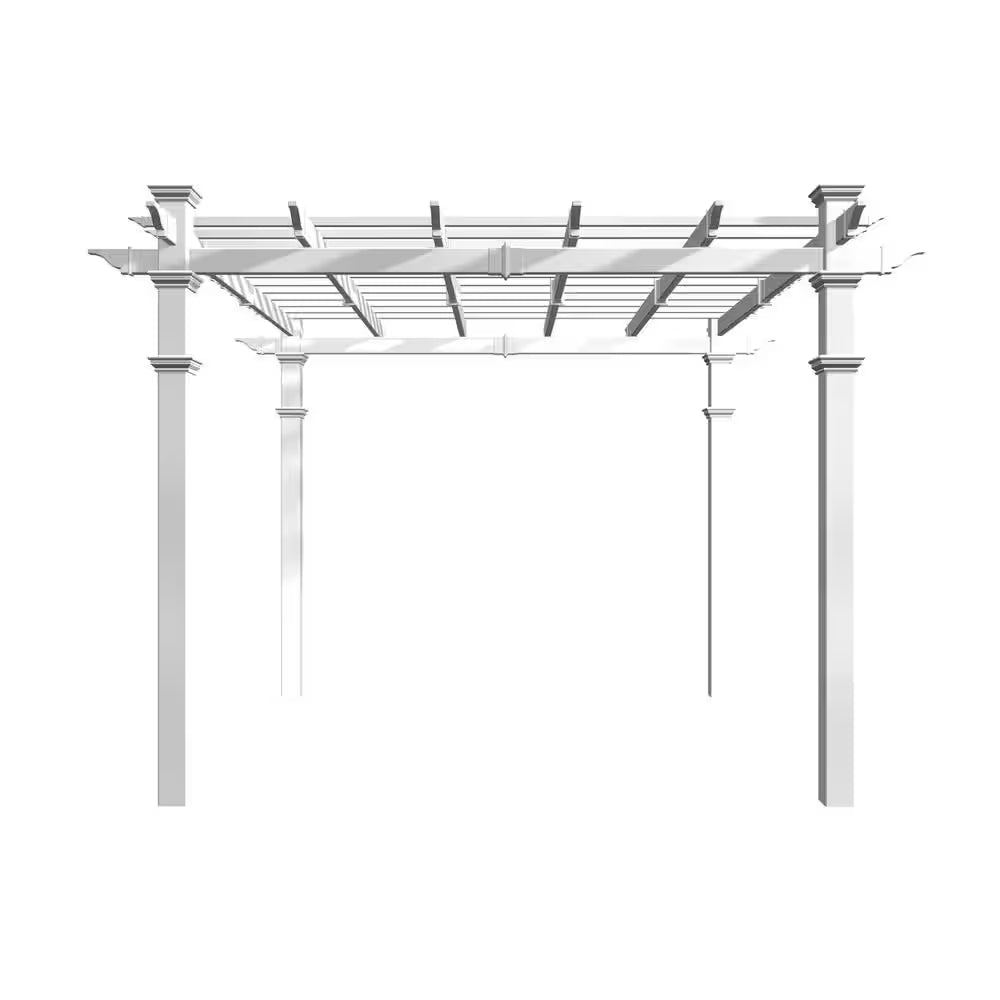 120"L X 120"W X 108"H Vinyl Venetian Pergola, White, VA42022