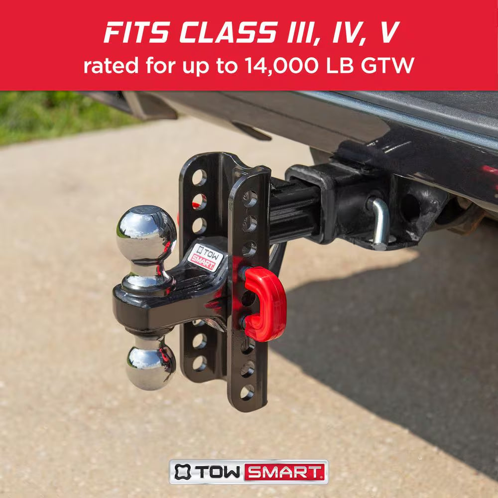 Class 5, 14,000 Lbs. 5-1/2 In. Drop to 5-1/2 In. Rise, Adjustable X-Mount Trailer Hitch Dual Ball Mount