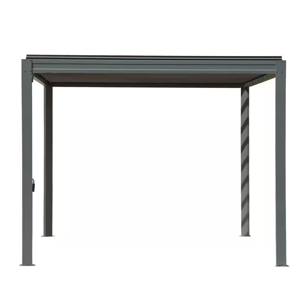 10 Ft. X 10 Ft. Gray Aluminum Metal Louvered Pergola