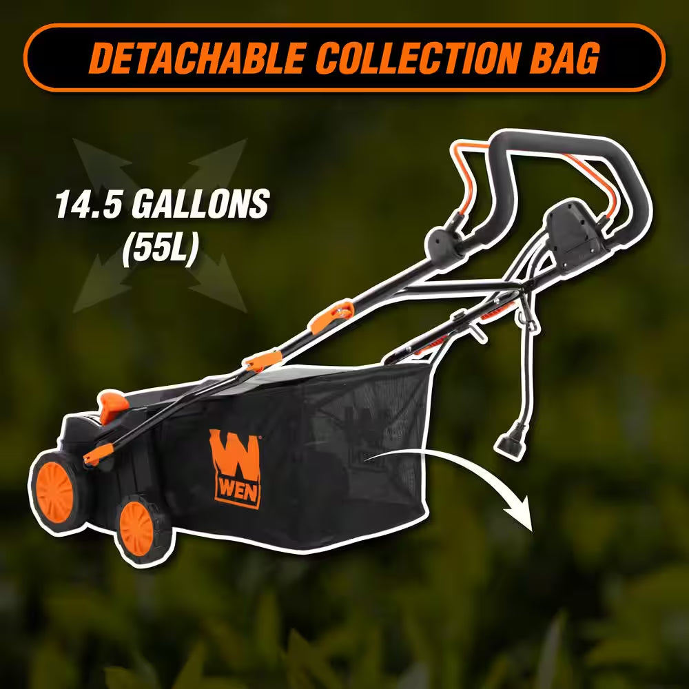16 In. 15 Amp 2-In-1 Electric Dethatcher and Scarifier with Collection Bag