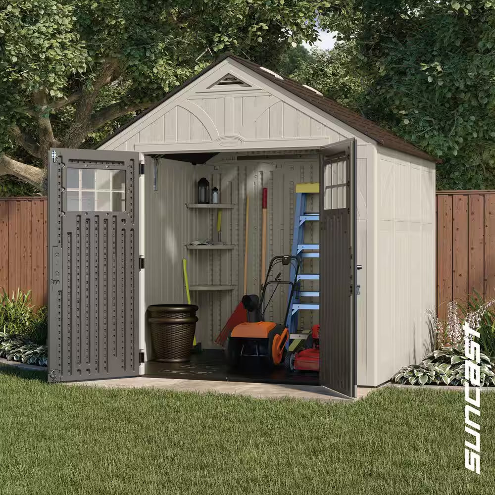 Tremont 8 Ft. W X 7 Ft. D Plastic Resin Storage Shed with Floor (56 Sq. Ft.) in Vanilla (Beige)