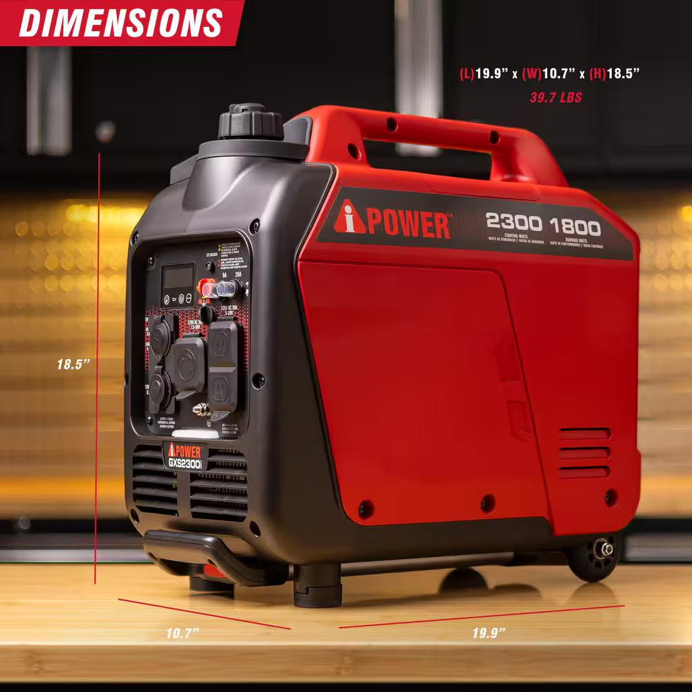 2300-Watt Recoil Start Gasoline Powered Ultra-Weight Inverter Generator with 80Cc OHV Engine and CO Sensor Shutdown