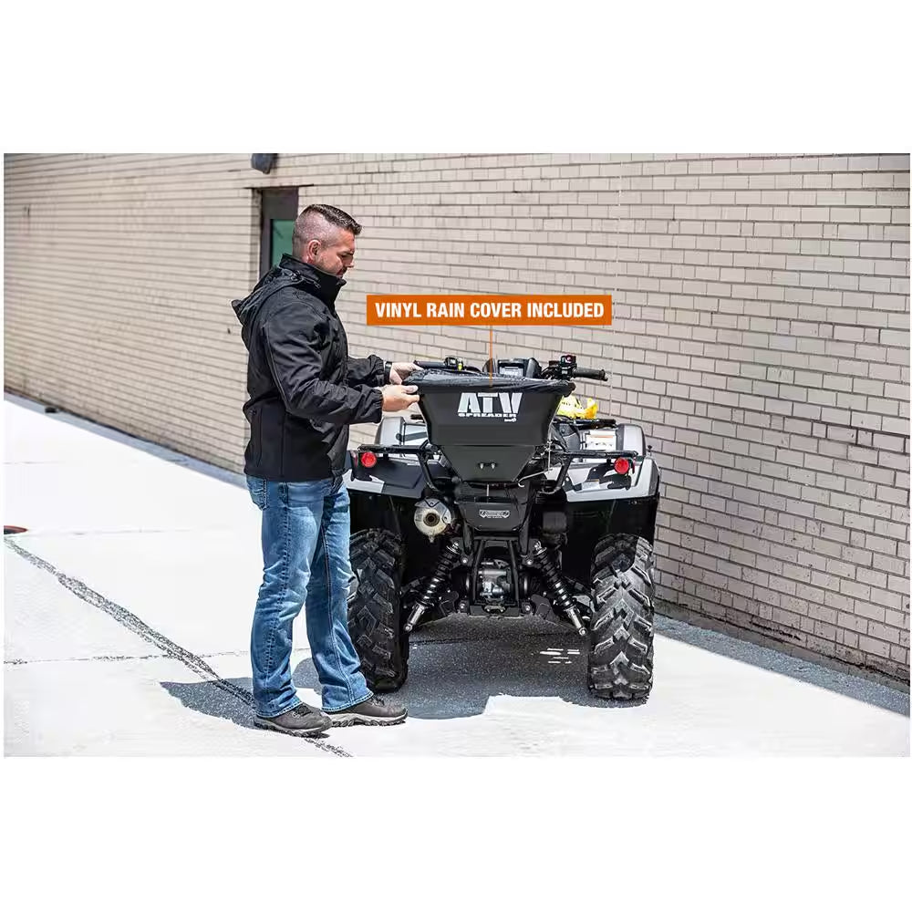 100 Lbs. Capacity ATV Mounted All Purpose Broadcast Spreader for Rock Salt, Feed, Seed and Fertilizer