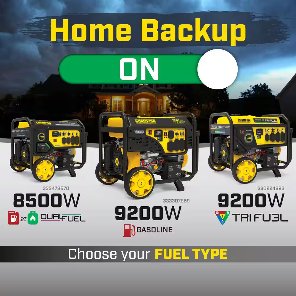 11,500/9200-Watt Electric Start Gas Portable Generator with Free 3-Year Warranty for Home Backup and Storm Prep