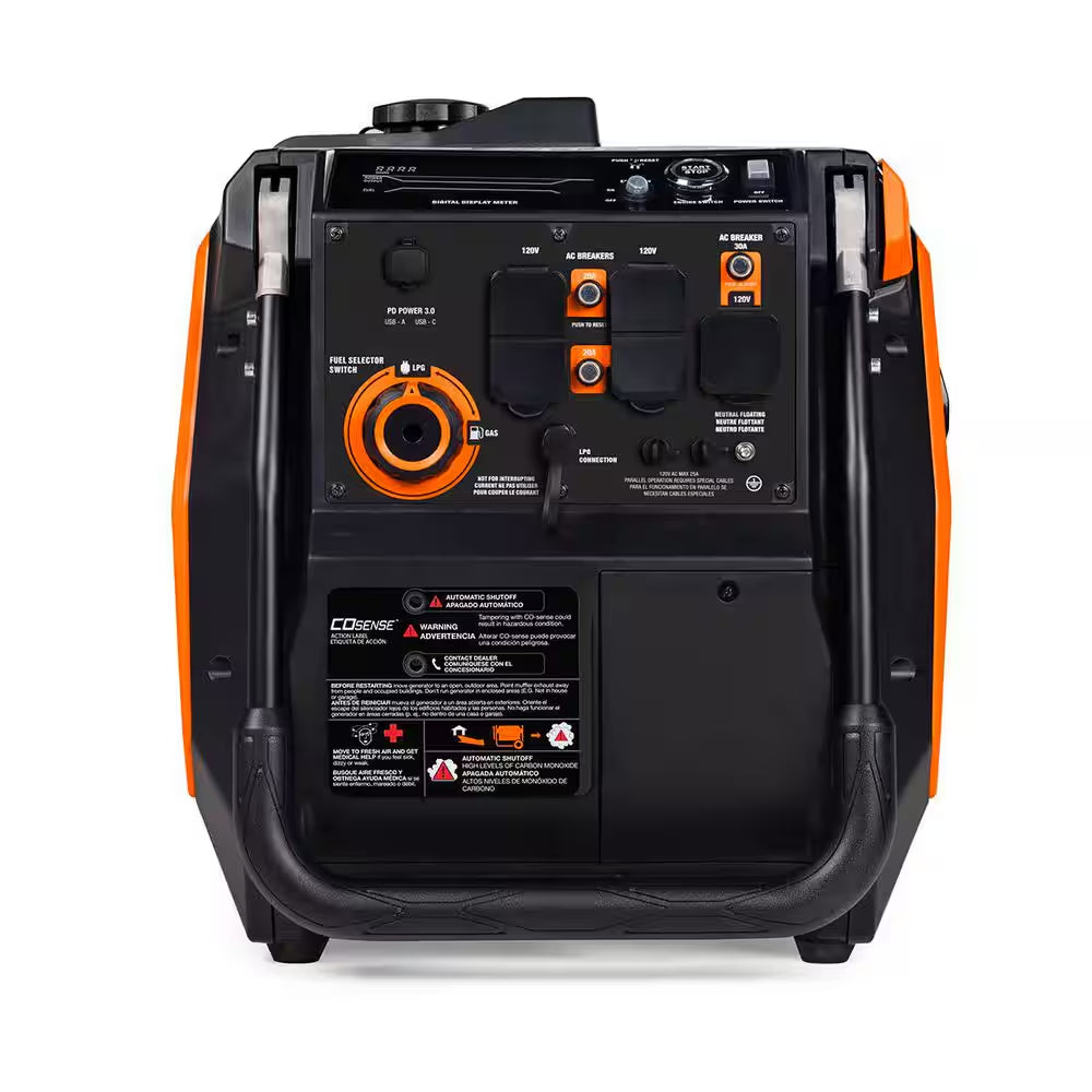 3800/3000-Watt Dual Fuel Inveter Generator, Fully Enclosed Case and Easy-To-Use Electric Start with Battery Included