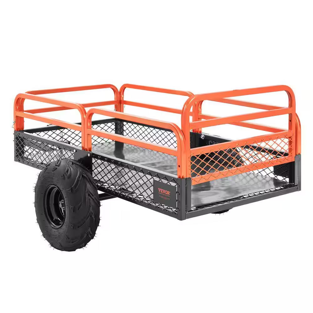 1500 Lbs. 15 Cu. Ft. Steel Havy-Duty ATV Trailer Dump Cart, Garden Cart Garden Utility Trailer with Removable Sides
