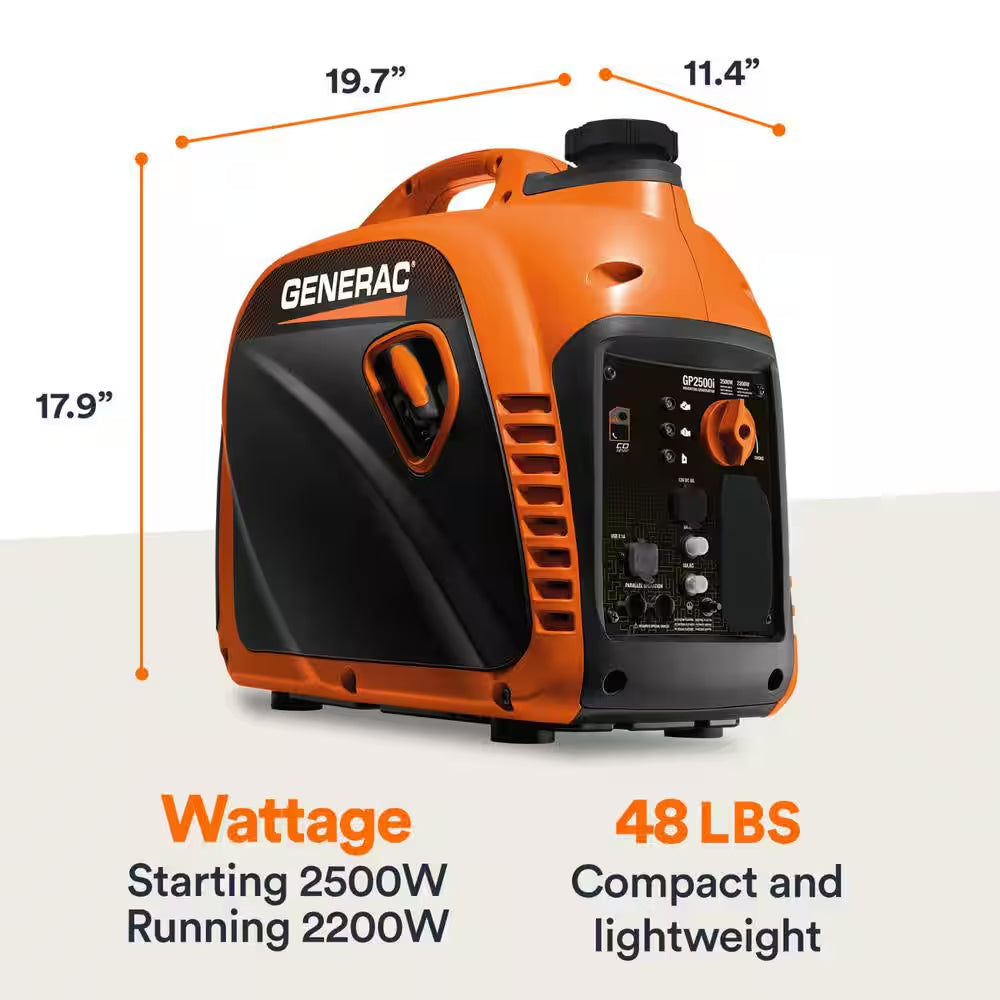 2500 Watt Recoil Start Gasoline Portable Generator Inverter W/ Cosense