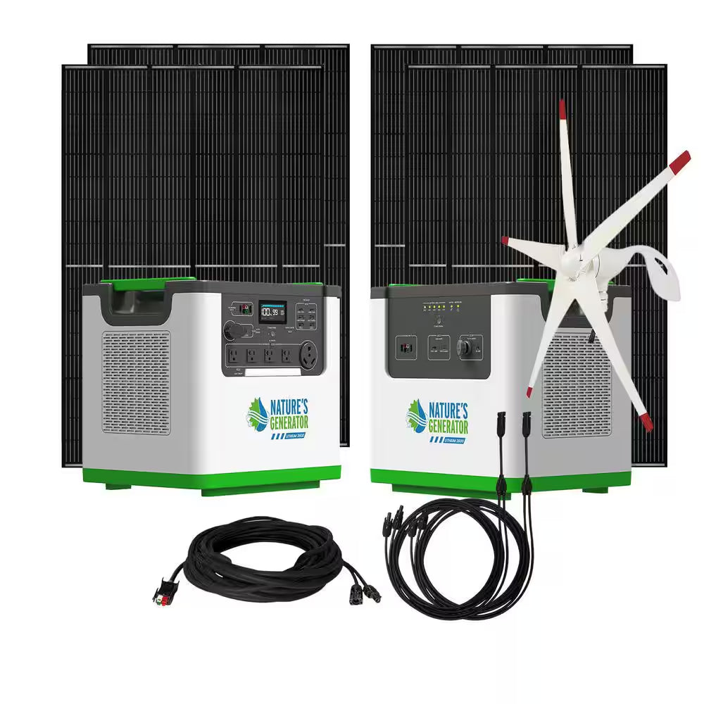 3600W Output/7200W Peak Push-Button Start 6144Wh Solar Generator Kit, for Home Emergency Backup, RV and Off-Grid Use