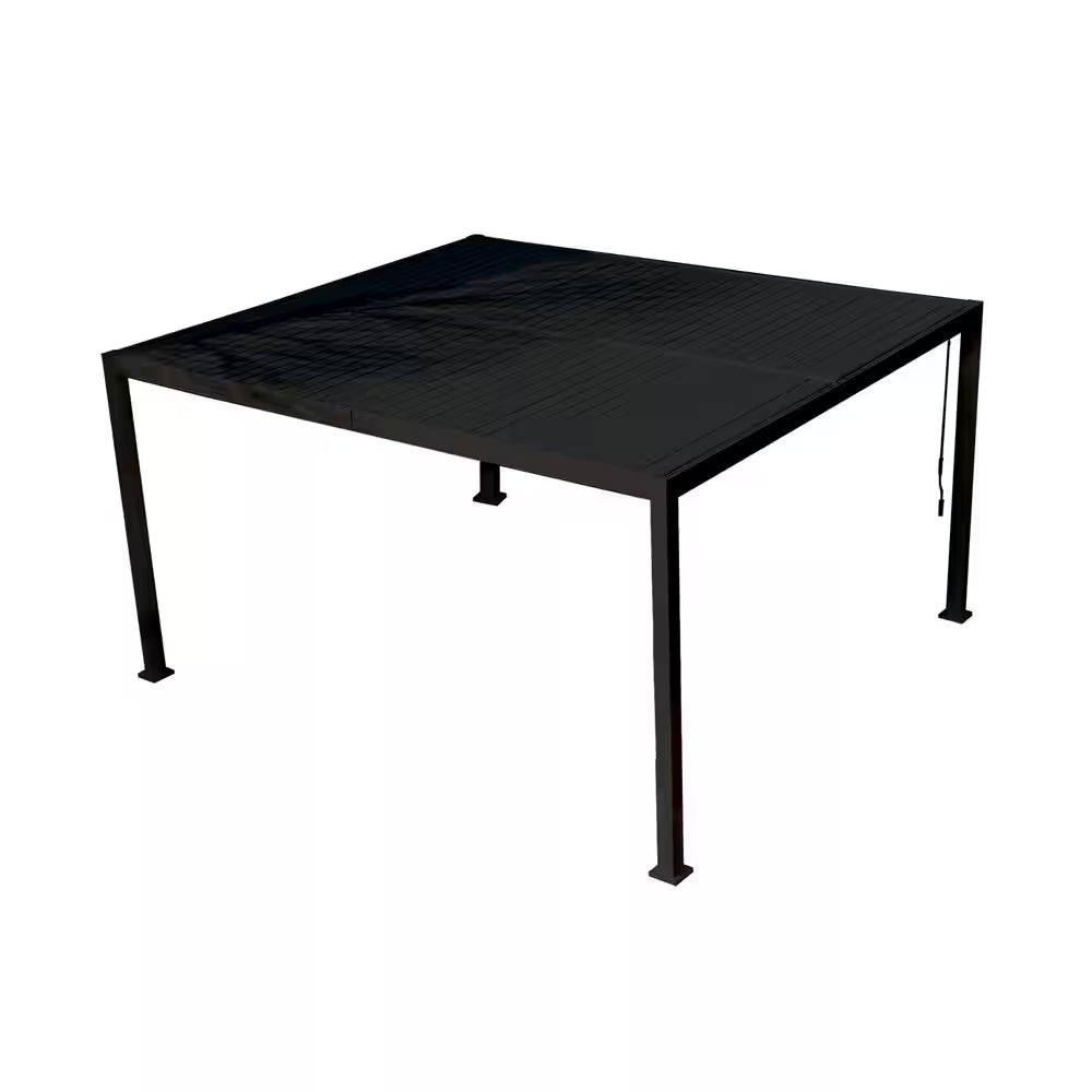 Elizabeth 12 Ft. X 14 Ft. Gray Aluminum Sun Shade Shelter with Drainage System Adjustable Outdoor Louvered Pergola