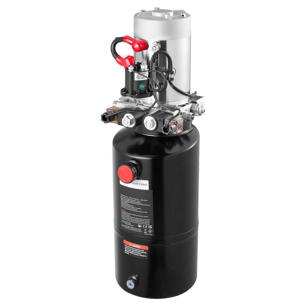 8 Qt. Hydraulic Power Unit, Double Acting Dump Trailer Pump, 3200 PSI Max Relief Pressure, 0.91 GPM Flow Rate DC 12-Volt