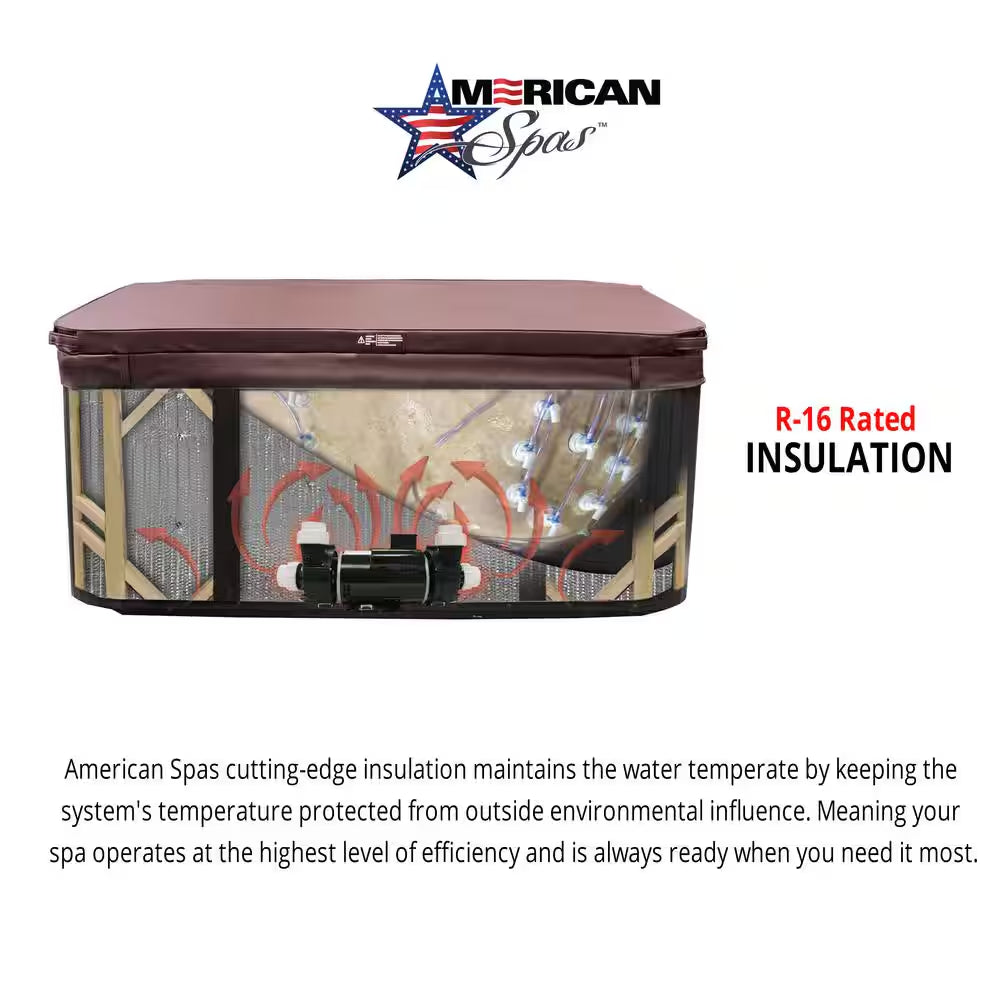 Glory 7-Person 40-Jet Premium Acrylic Lounger Spa Hot Tub with 2 Backlit LED Waterfalls