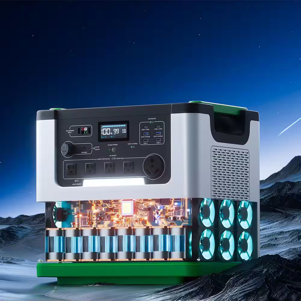 3600W Output/7200W Peak Push-Button Start 6144Wh Solar Generator Kit, for Home Emergency Backup, RV and Off-Grid Use