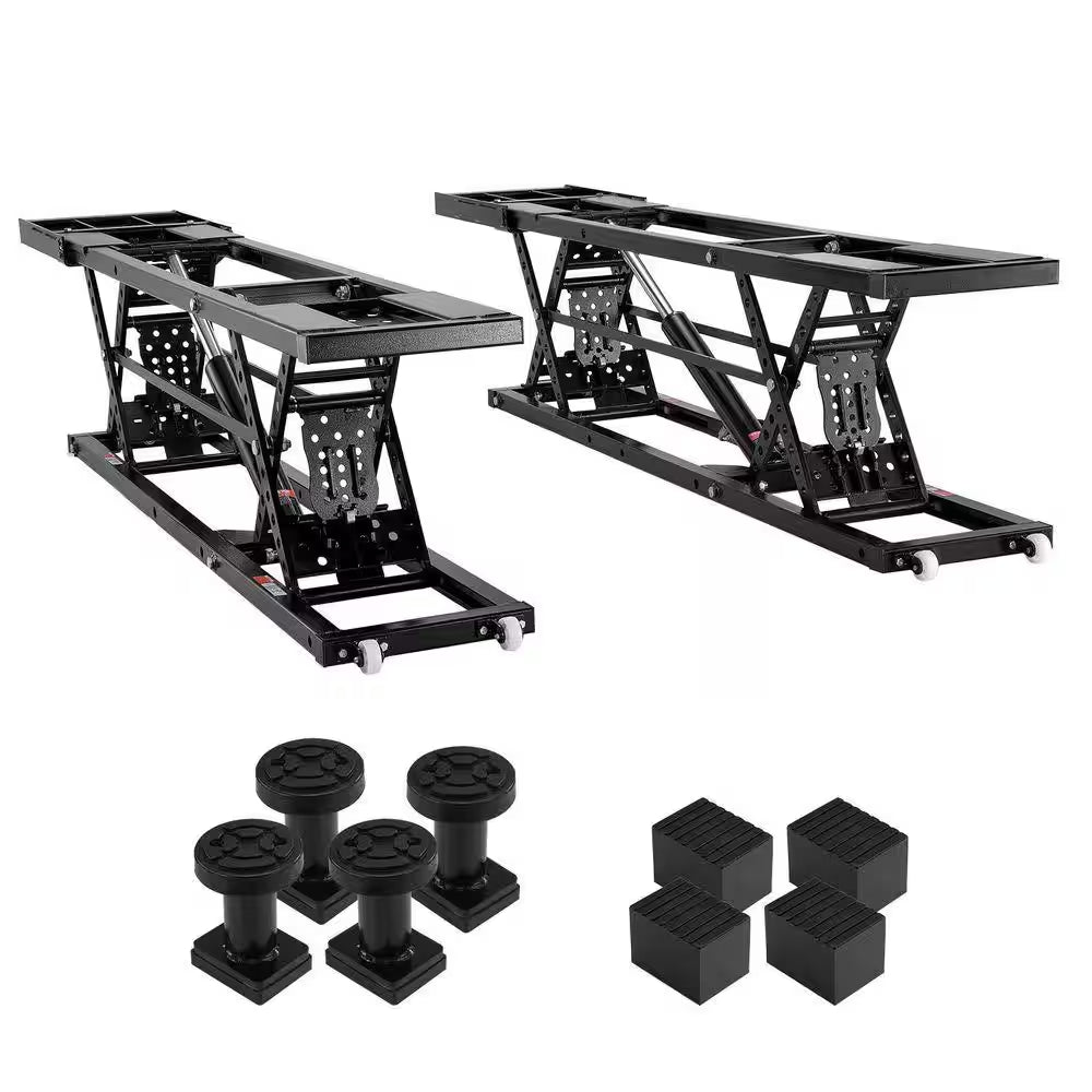 Car Lift, 25.6 In. Max. Height, 5,000 Lbs. Capacity Portable Car Lift, with Extended-Length Plates, Carbon Steel
