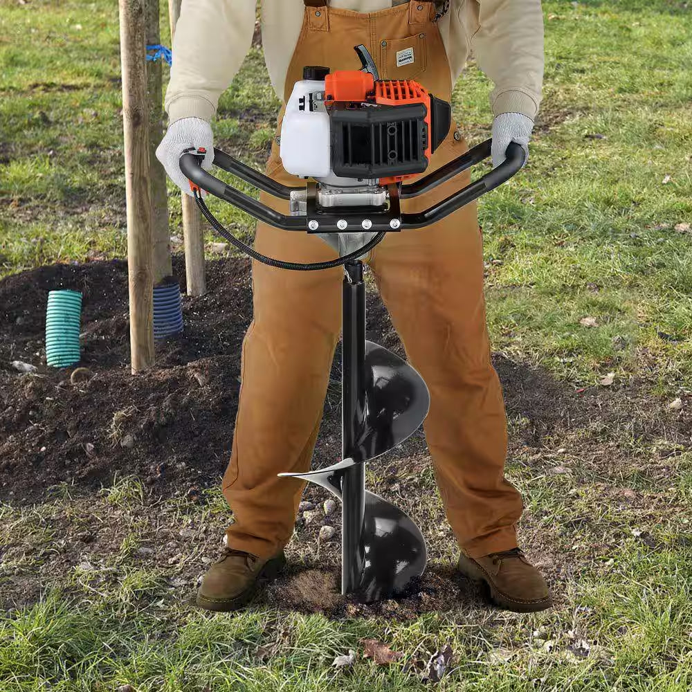 Post Hole Digger, 30 In. Long Alloy Steel Auger 52Cc 1450W Auger Post Hole Digger, Gas Powered Earth Digger