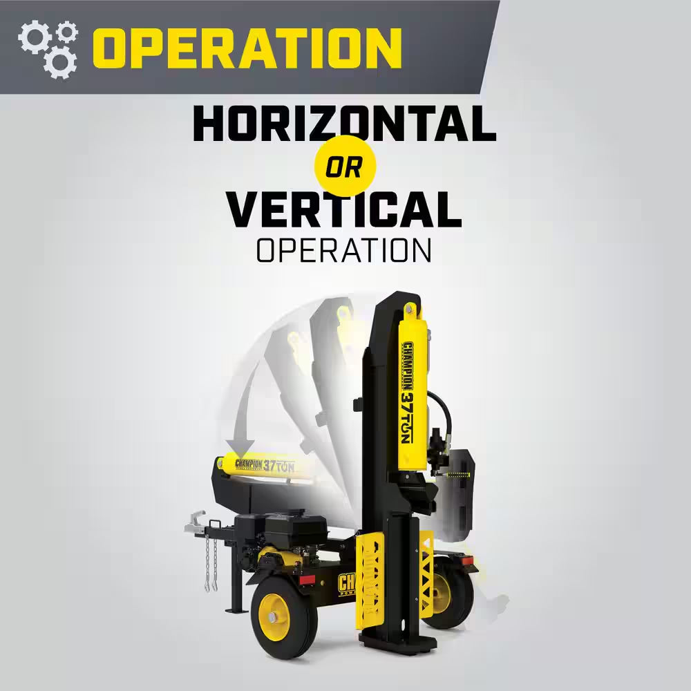 37 Ton 338Cc Full Beam Vertical/Horizontal Op and Auto Return Gas Wood Log Splitter with Oil Funnel and Hydraulic Oil
