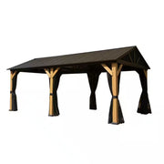 12 Ft. X 20 Ft. Hardtop Gazebo with Galvanized Steel Gable Roof, Permanent Pergola for Deck Backyard