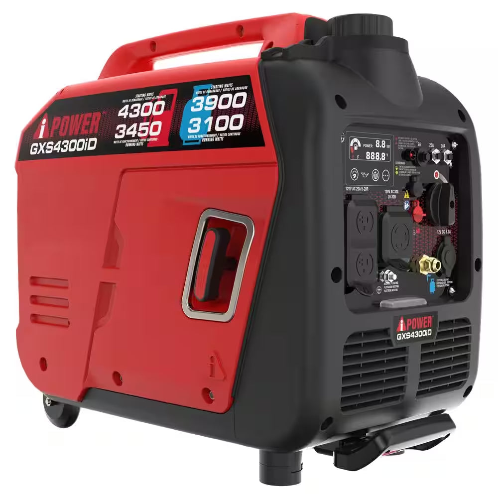 4300-Watt Recoil Start Gas Propane Powered Light-Weight Inverter Generator with 149Cc OHV Engine and CO Sensor Shutdown