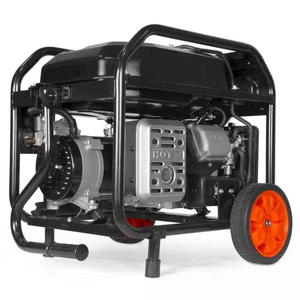 5,600-Watt Dual Fuel Portable Gasoline Generator with Wheel Kit, Electric Start, and CO Watchdog