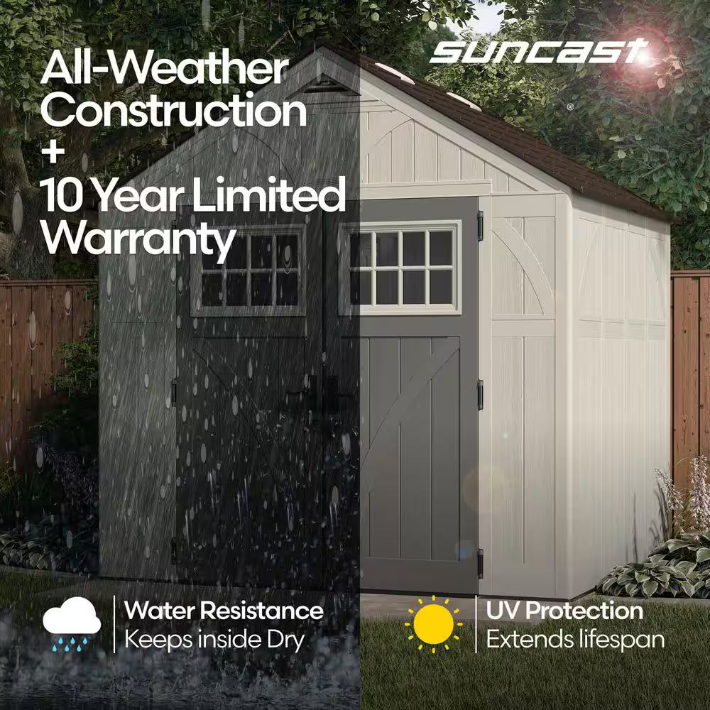 Tremont 8 Ft. W X 7 Ft. D Plastic Resin Storage Shed with Floor (56 Sq. Ft.) in Vanilla (Beige)