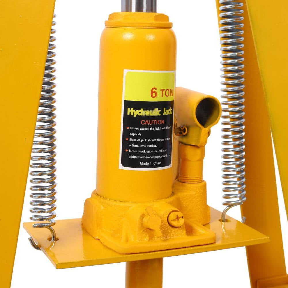 6-Ton Hydraulic Shop Press with Plates, Heavy-Duty A-Frame Garage Floor Press, Yellow