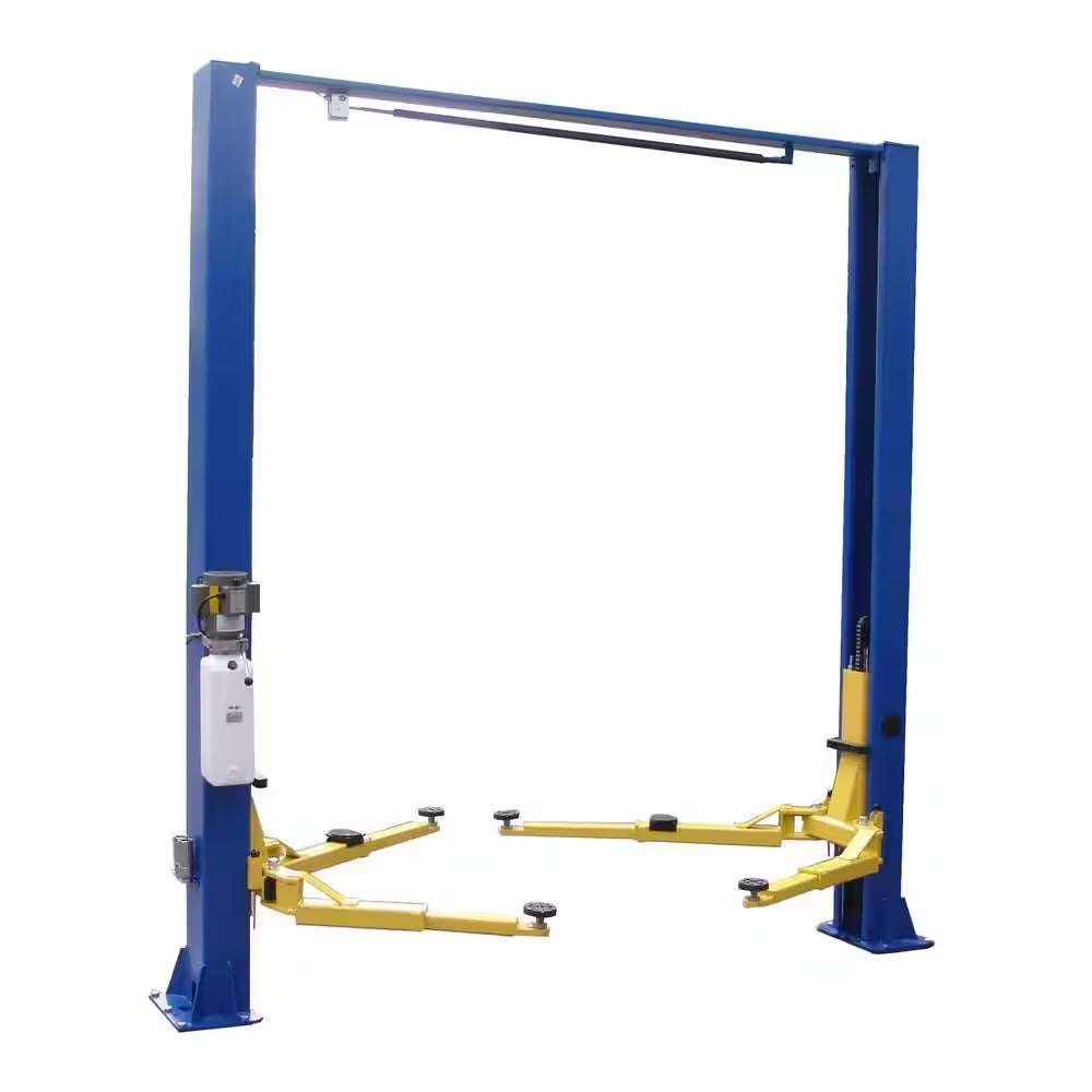 Asymmetric 2-Post Car Lift Clear Floor 9,000 Lbs. Capacity in Blue