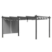 14 Ft. X 12 Ft. Gray Aluminum Frame Patio Pergola with Gray Retractable Shade Top Canopy and 2-Pieces Roller Shade