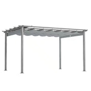 10 Ft. X 13 Ft. Wood Grain Aluminum Outdoor Pergola with Gray Retractable Shade Canopy