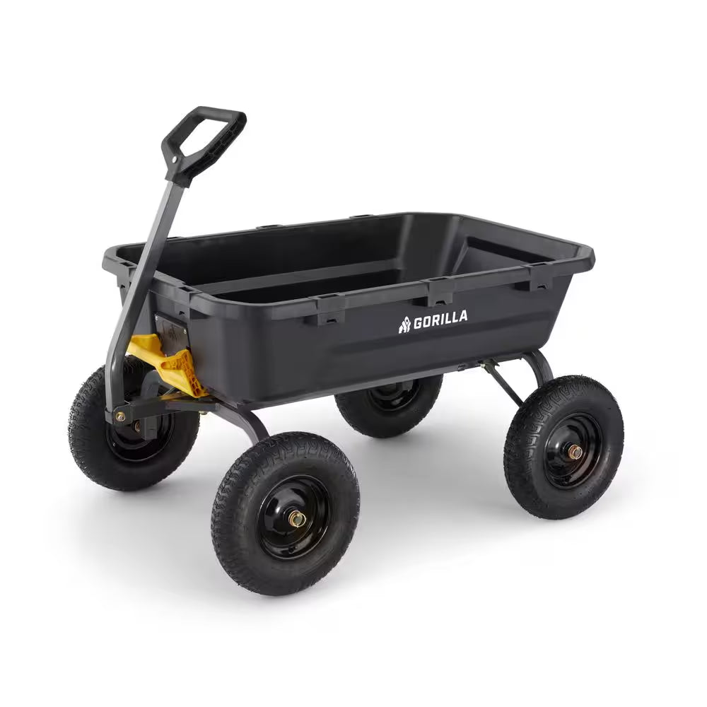 7 Cu. Ft. Heavy Duty Plastic Dump Garden Cart, 1200 Lbs. Capacity, Pull/Tow Handle Design