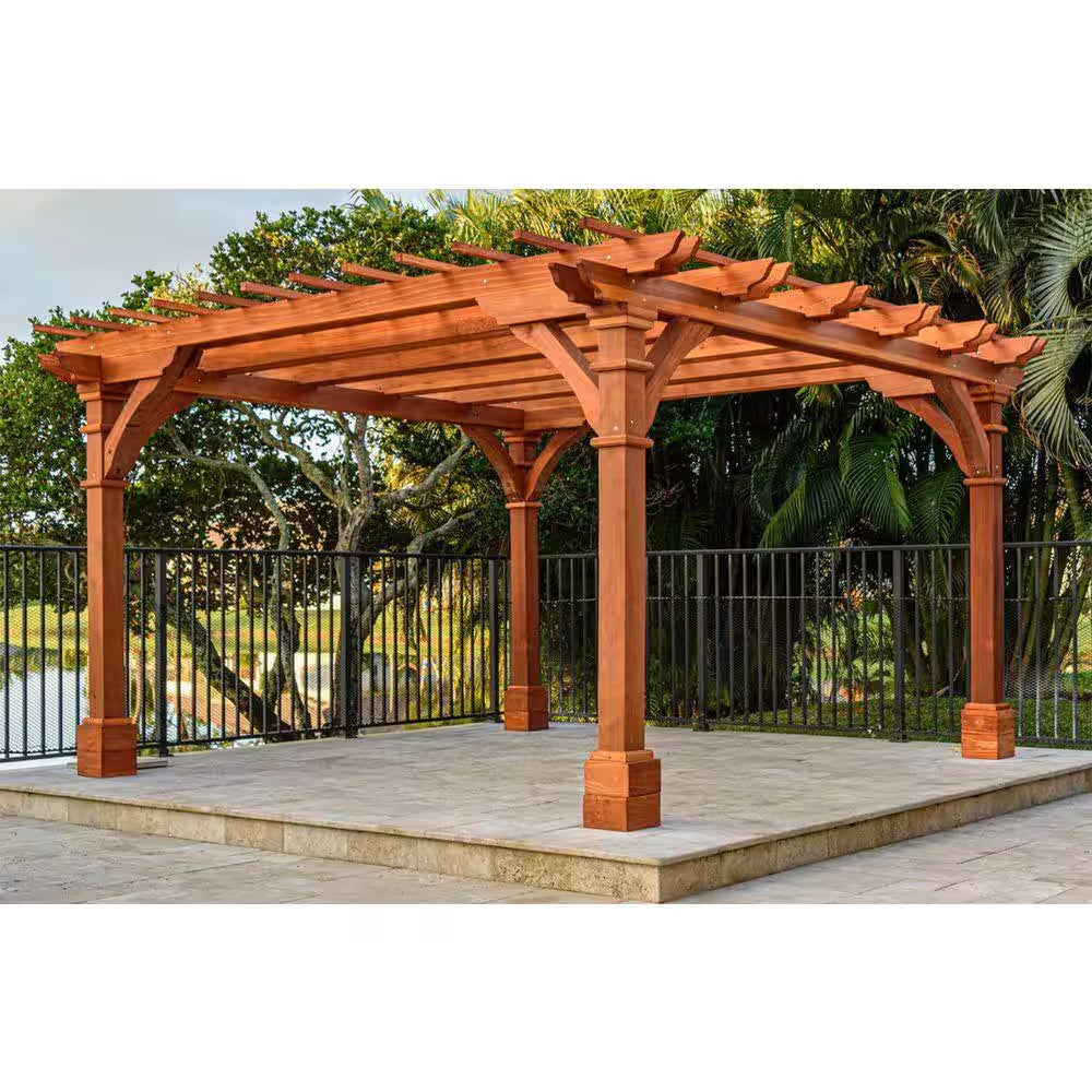 14 Ft. X 14 Ft. Pacific Redwood Double Beam Premium Pergola