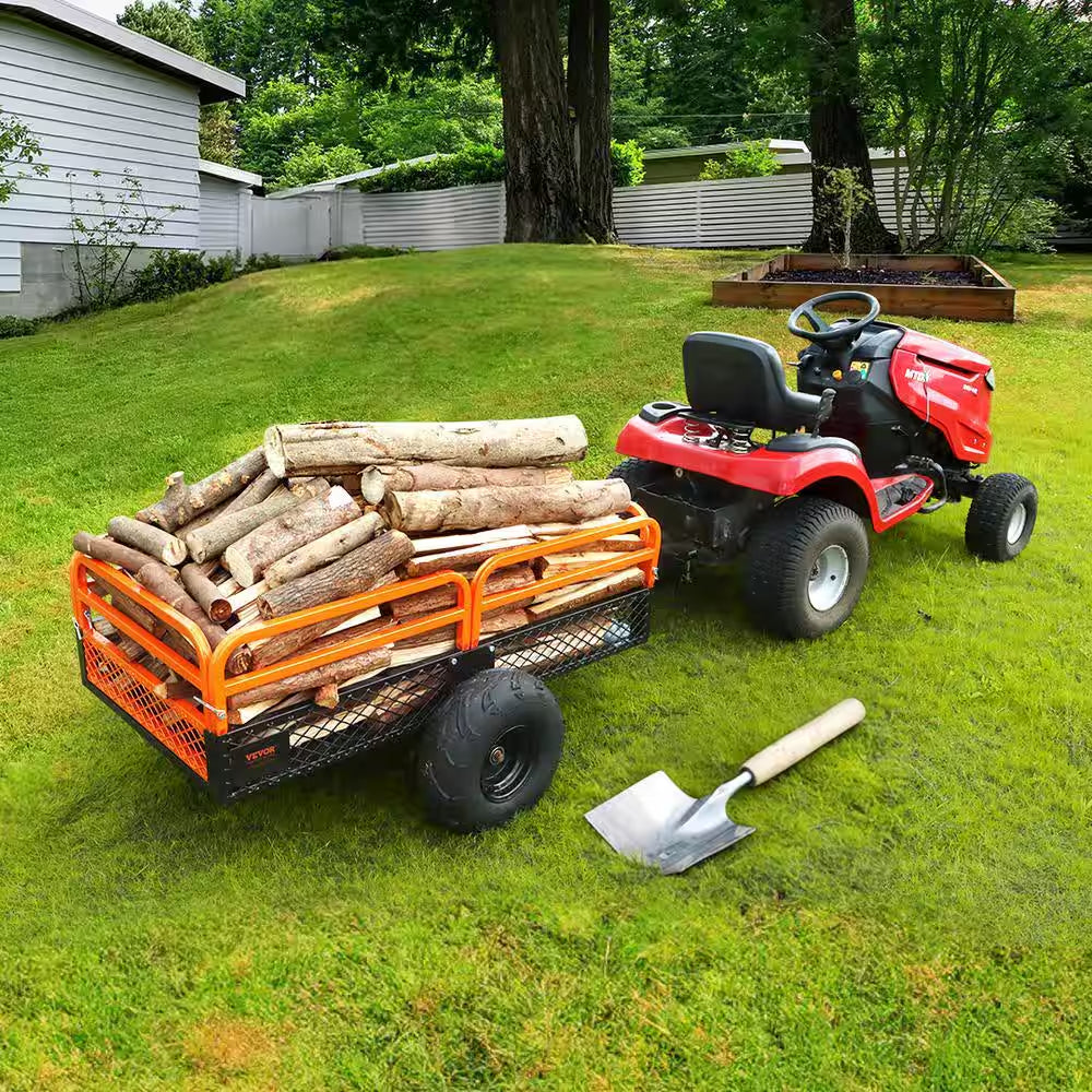 1500 Lbs. 15 Cu. Ft. Steel Havy-Duty ATV Trailer Dump Cart, Garden Cart Garden Utility Trailer with Removable Sides