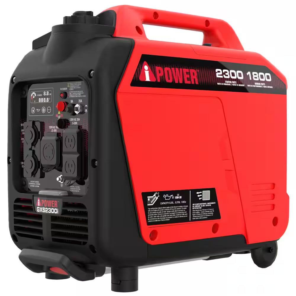 2300-Watt Recoil Start Gas Propane Powered Ultra Light-Weight Inverter Generator 80Cc OHV Engine and CO Sensor Shutdown