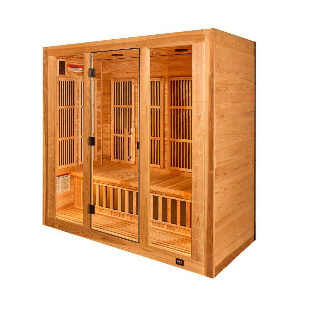Rylan 4-Person Indoor Cedar Infrared Sauna with 10 Carbon Far-Infrared Heaters, Red Light Therapy and Chromotherapy