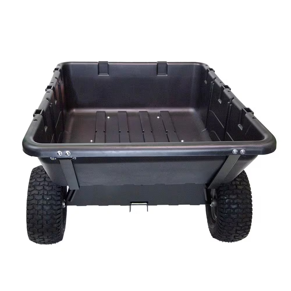 The Roger 180° Full Dump Cart with Durable Compression-Molded Poly Bed for Lawn Tractors and ZTR Mowers