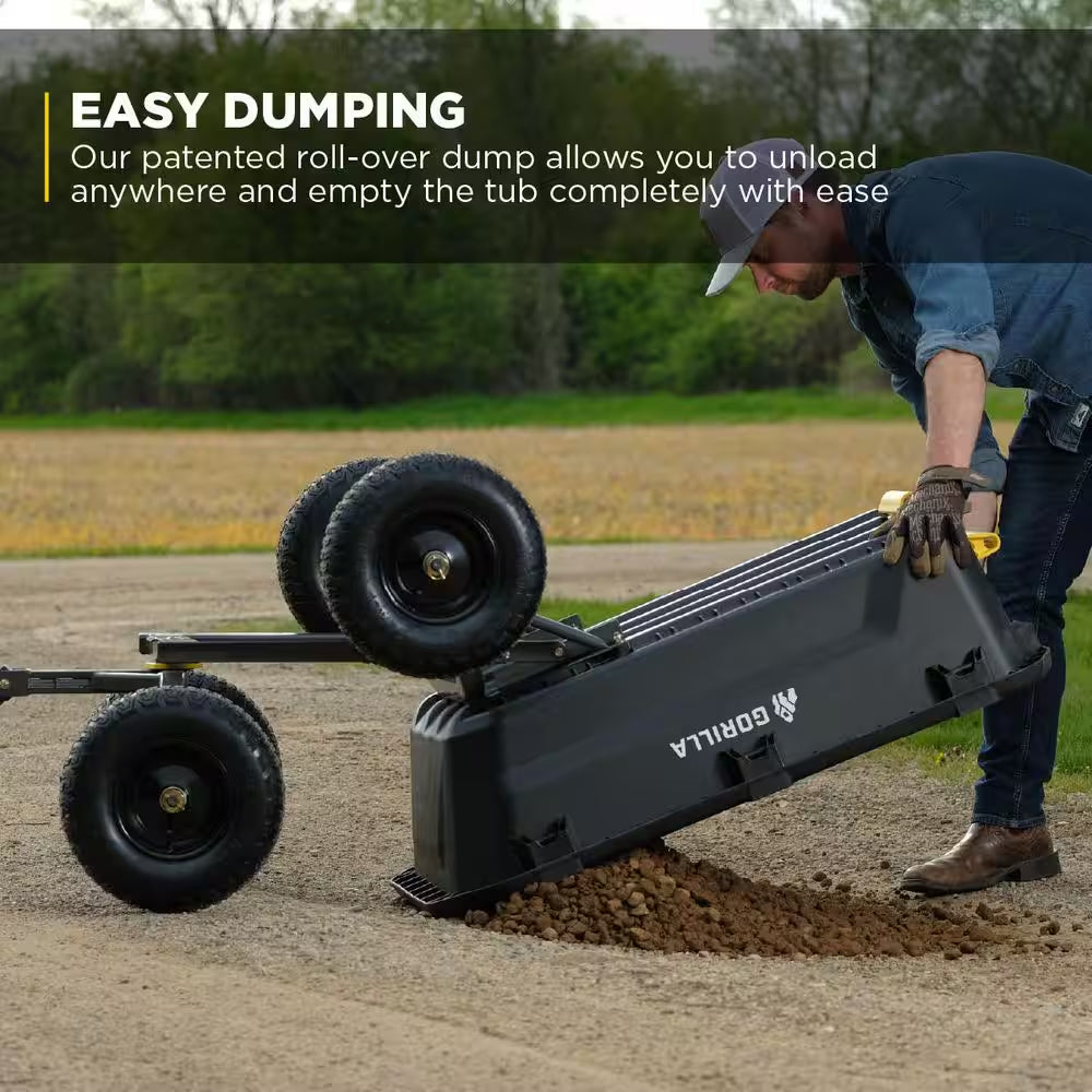 7 Cu. Ft. Heavy Duty Plastic Dump Garden Cart, 1200 Lbs. Capacity, Pull/Tow Handle Design