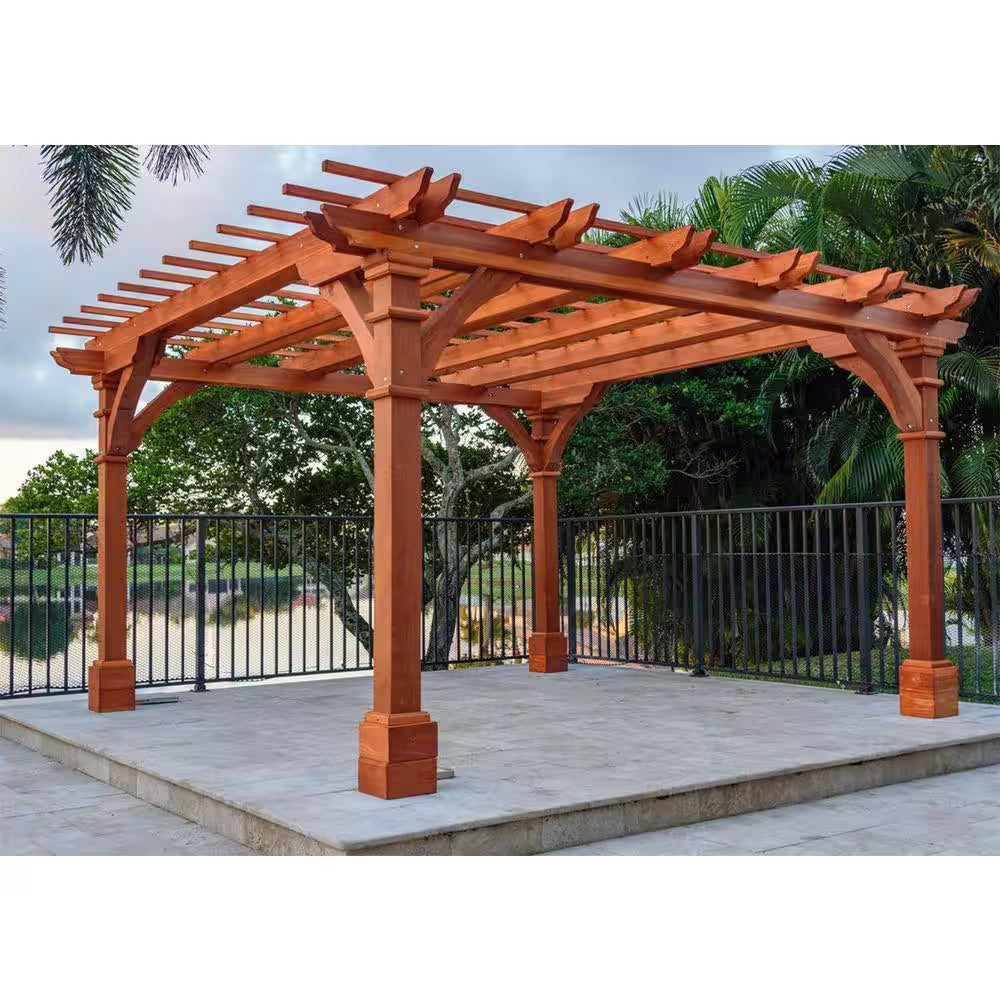 14 Ft. X 14 Ft. Pacific Redwood Double Beam Premium Pergola