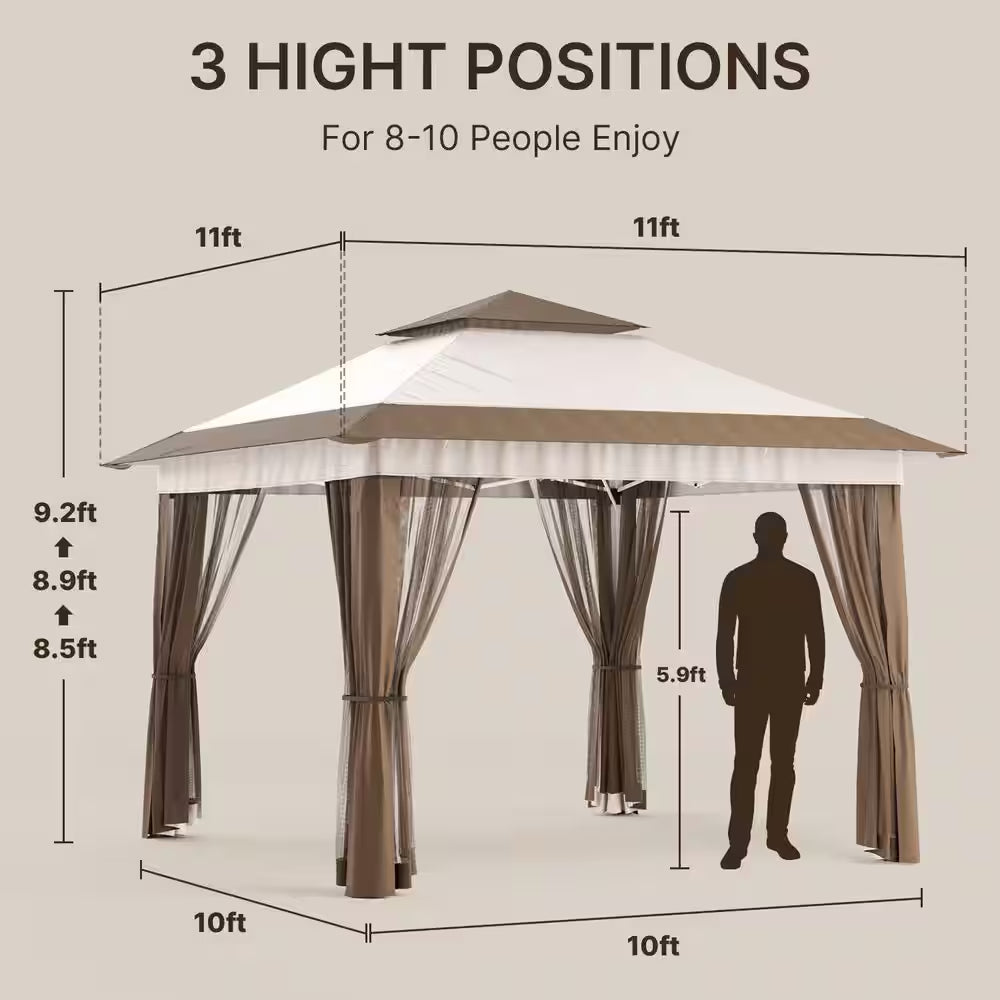 11 Ft. X 11 Ft. (121 Sq. Ft.) Instant Pop up Gazebo Tent with Mosquito Netting, Yellow