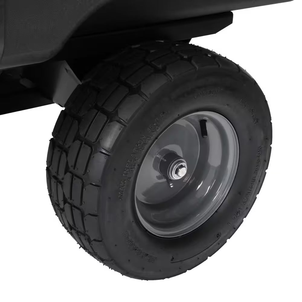 850 Lb. 17 Cu. Ft. Tow-Behind Poly Utility Cart with Durable Compression Molded Bed for Lawn Tractors & Zero-Turn Mowers
