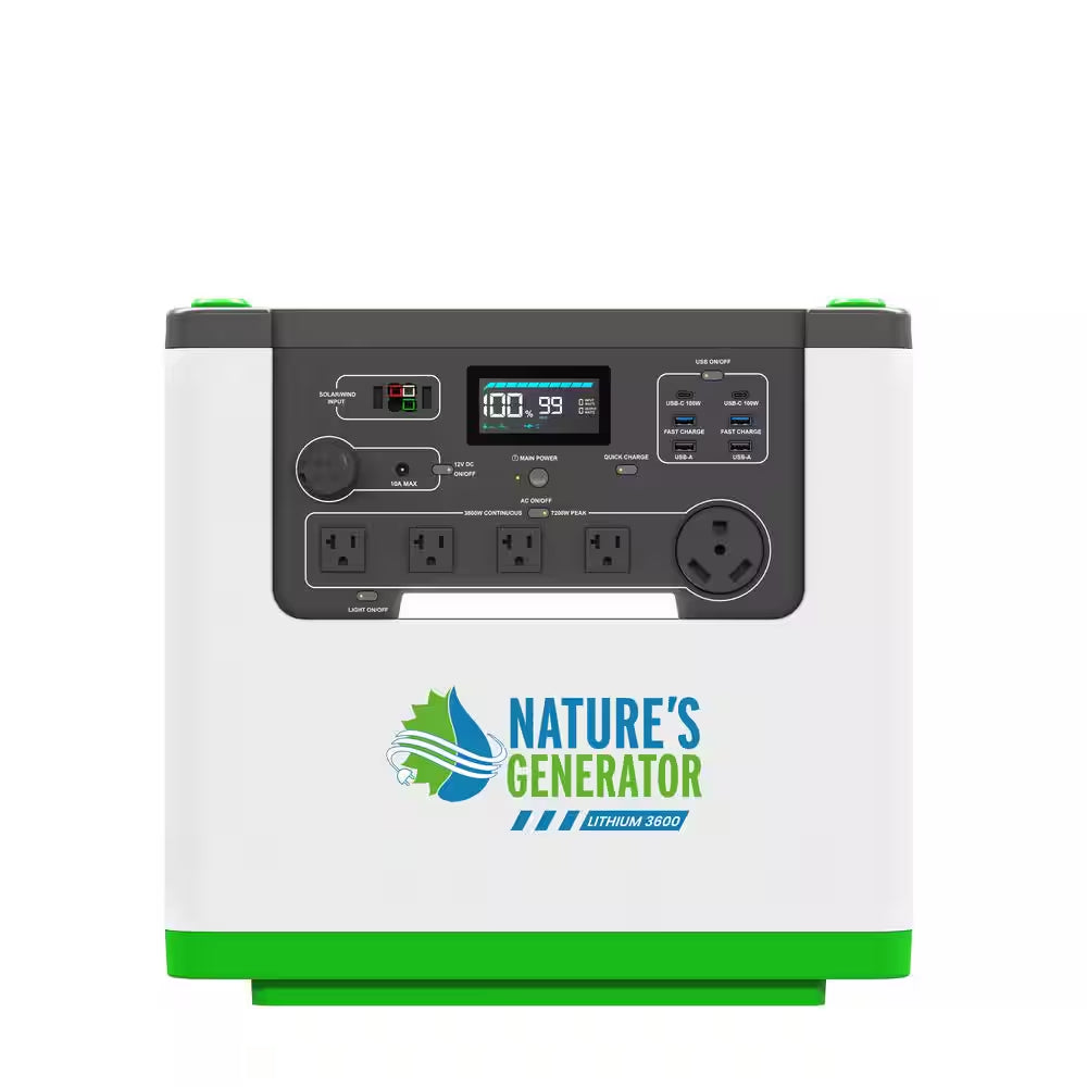 3600W Output/7200W Peak Push-Button Start 6144Wh Solar Generator Kit, for Home Emergency Backup, RV and Off-Grid Use
