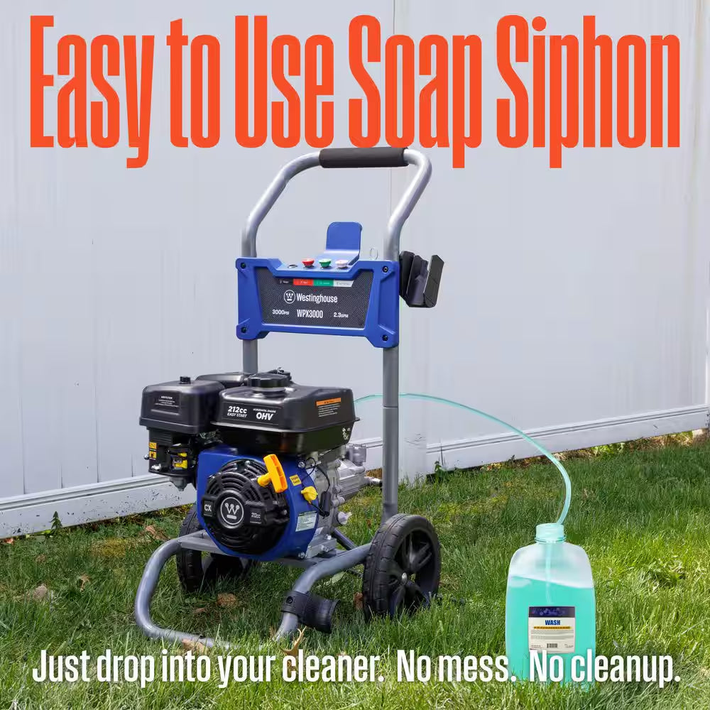 3000 PSI 2.3 GPM Gas Powered Axial Cam Pump Cold Water Pressure Washer with 4 Quick Connect Tips