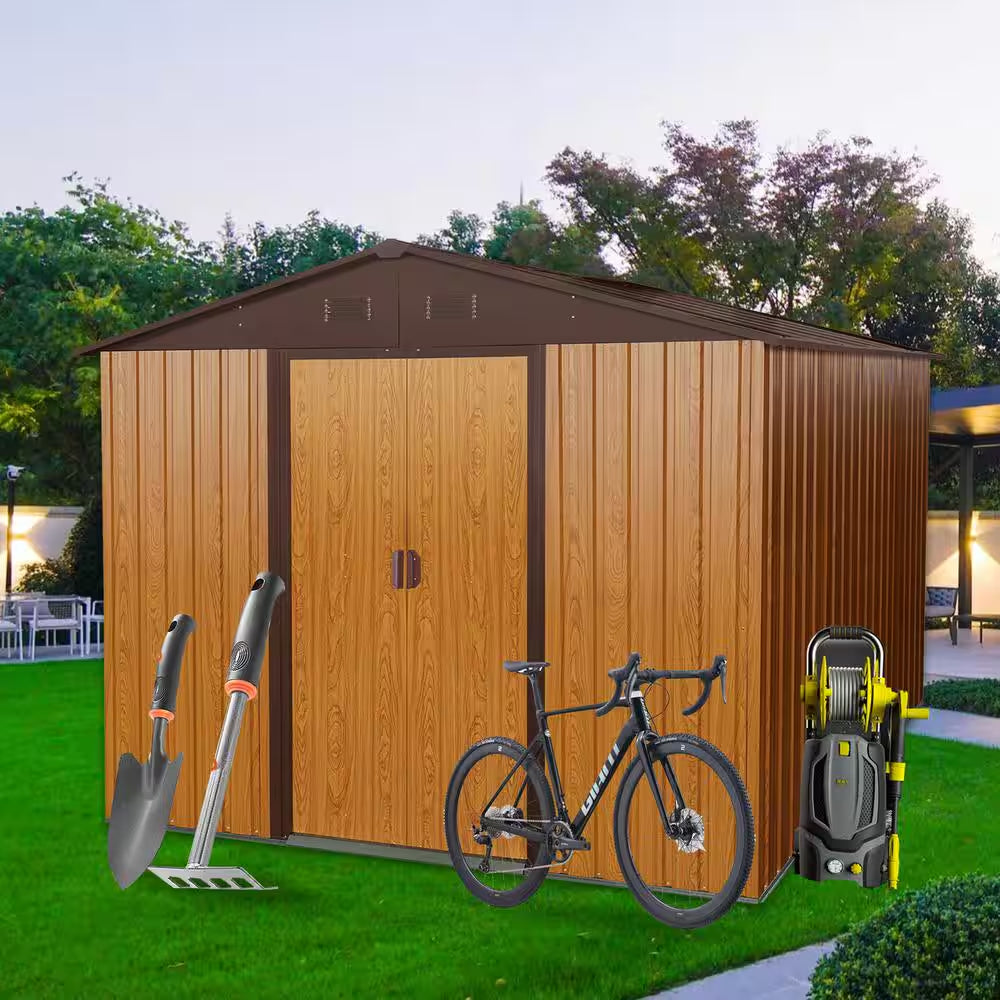 8 Ft. X 10 Ft. Outdoor Metal Storage Shed in Coffee with Metal Foundation (80 Sq. Ft.)