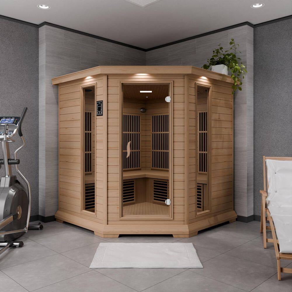 S10HD Series 5-Person Indoor Hemlock Wooden Infrared Sauna with Carbon FAR, LED Touch Control Panel