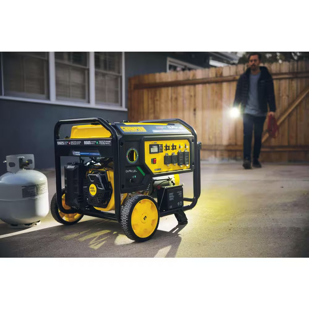 10,625/8500-Watt Electric Start Dual Fuel Portable Generator with Free 3-Year Warranty for Home Backup and Storm Prep