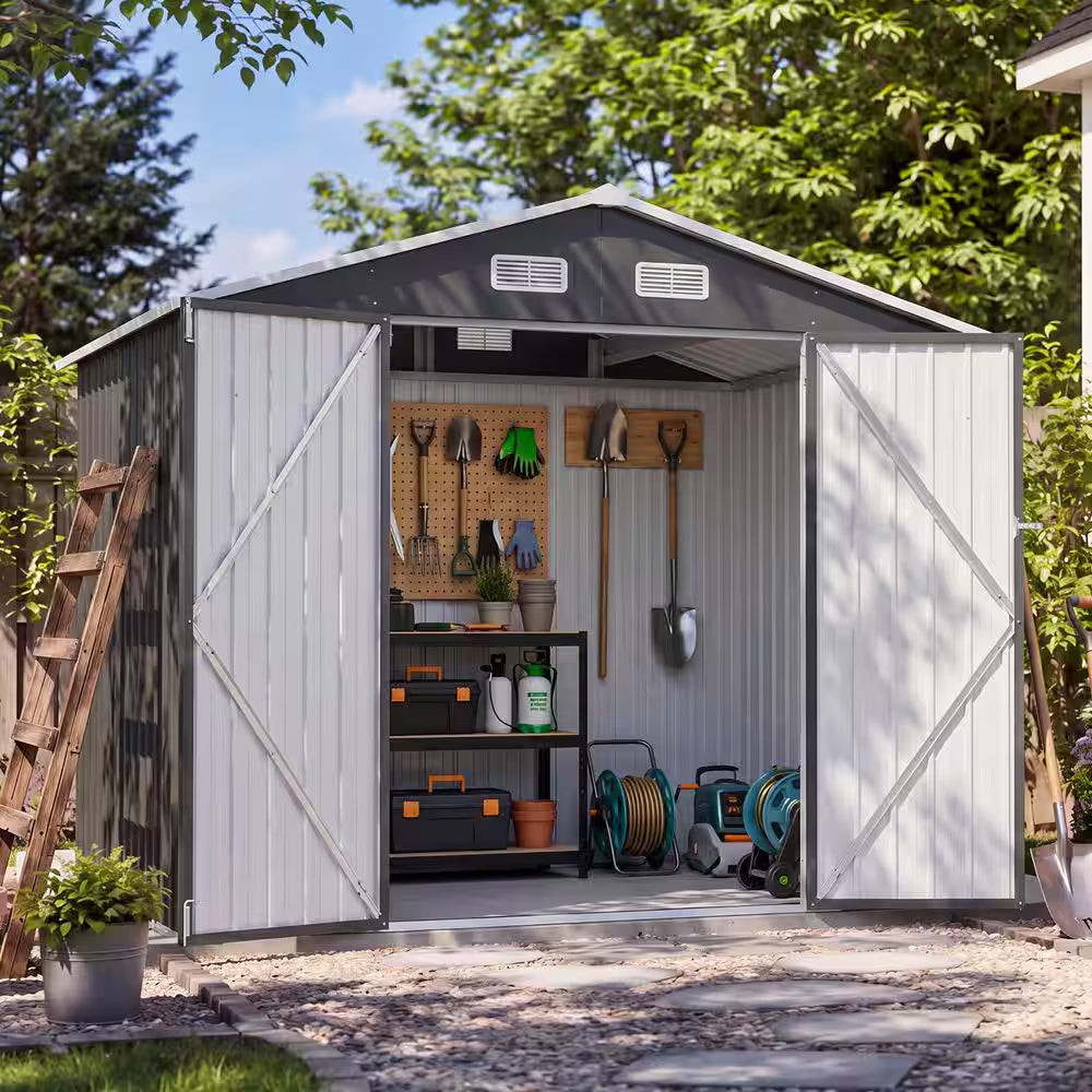 8 Ft. W X 6 Ft. D Metal Storage Shed with Vents and Lockable Door (43 Sq. Ft.)