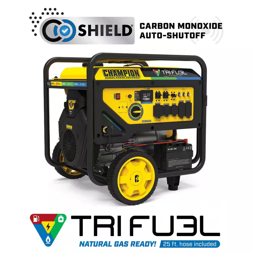 10,625/8500-Watt Electric Start Dual Fuel Portable Generator with Free 3-Year Warranty for Home Backup and Storm Prep