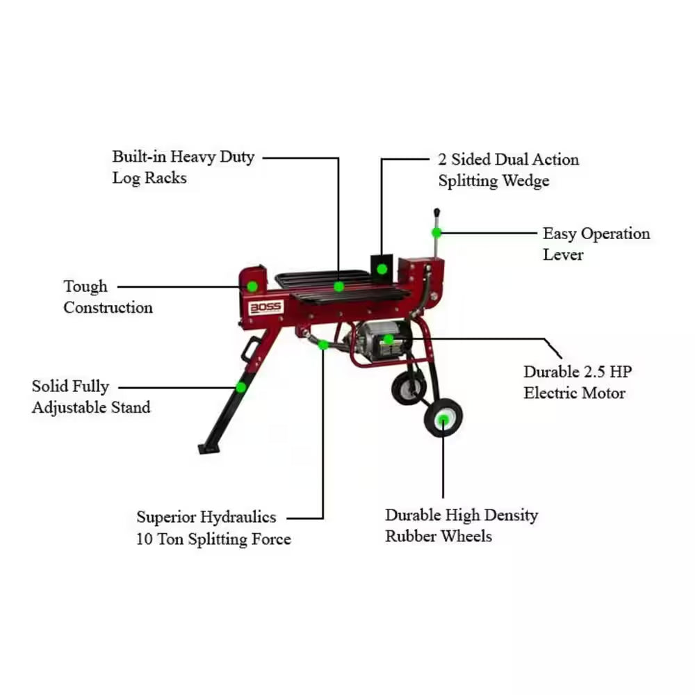 10-Ton 15 Amp Electric Dual Direction Log Splitter