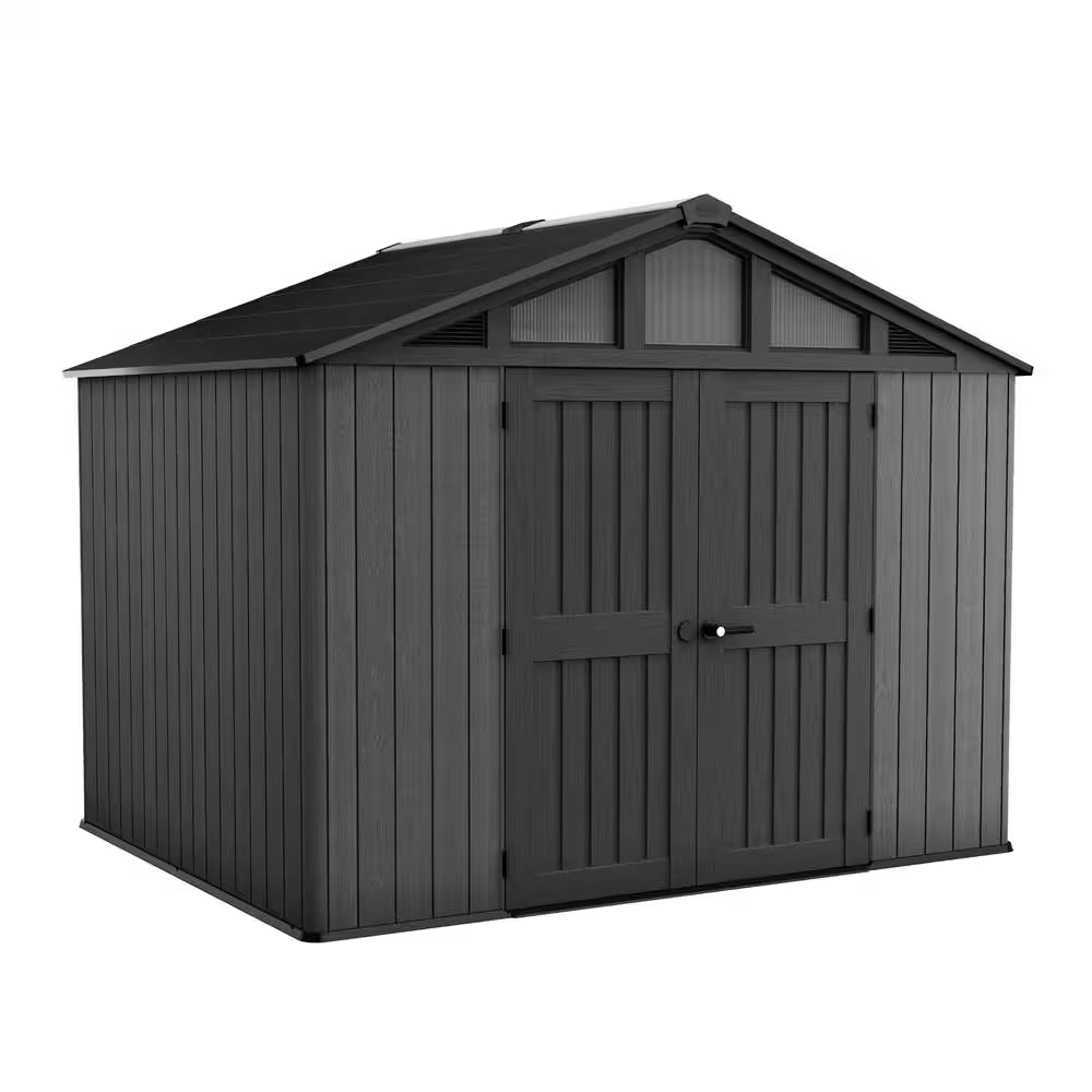 Stronghold 2.0 8 Ft. W X 8 Ft. D Resin Plastic Outdoor Storage Shed with Floor (64 Sq. Ft.) in Grey