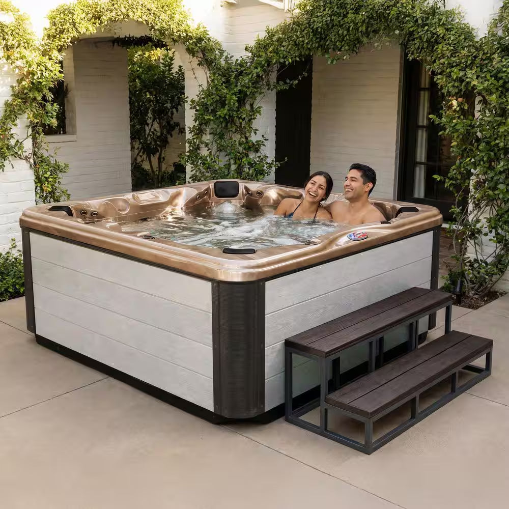 7-Person 45-Jet Premium Acrylic Bench Spa Standard Hot Tub with Ozonator and Bluetooth Sound System