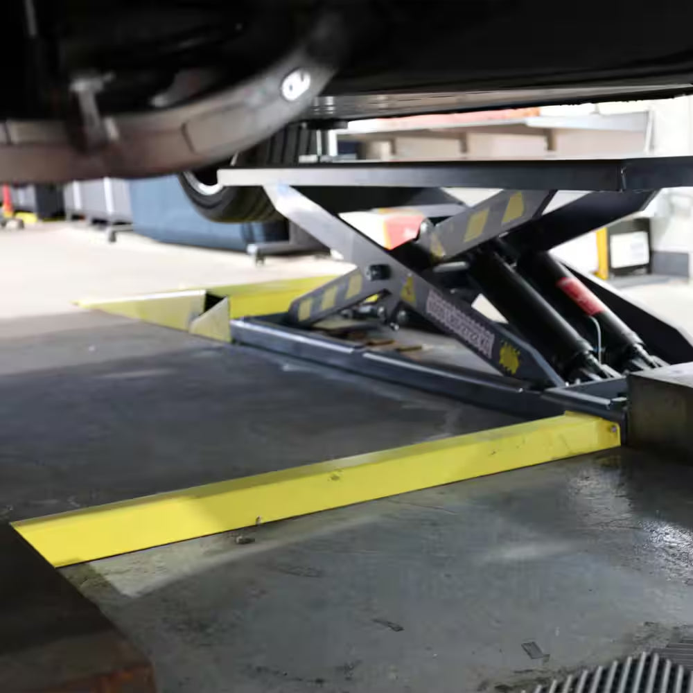 MDS-6LP 1-Phase Mid Rise Scissor Car Lift 6000 Lbs. Capacity - Open Center with 220V Power Unit Included