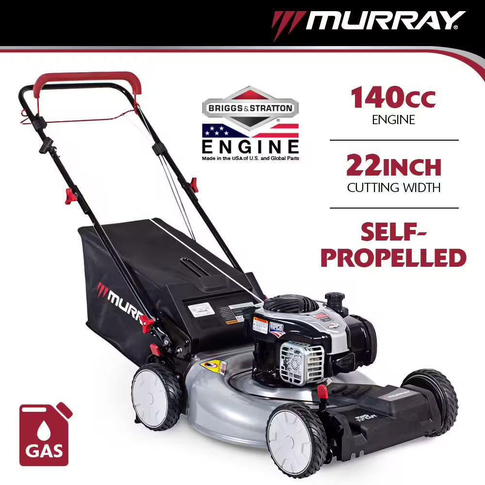 22 In. 140 Cc Briggs & Stratton Walk behind Gas Self-Propelled Lawn Mower with Front Wheel Drive and Bagger