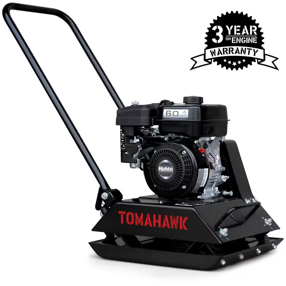 6 HP 3000 Lbs. 21 In. X 17 In. Gas Powered Vibratory Plate Compactor Tamper for Gravel Soil Compaction, 3 Year Warranty
